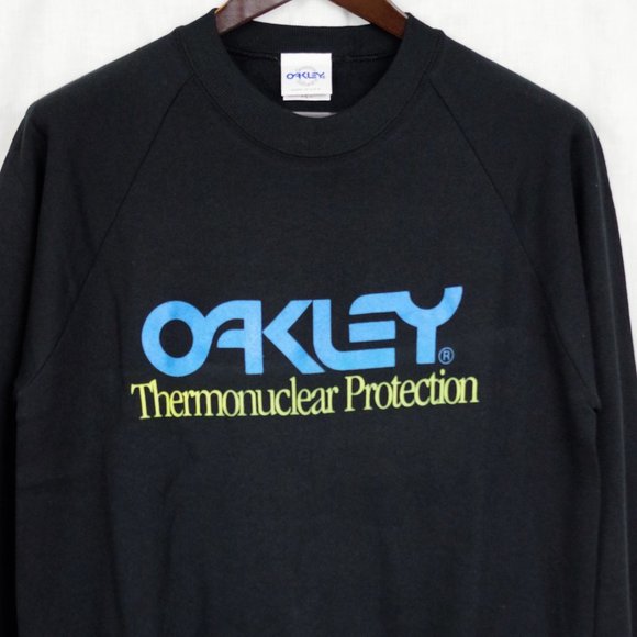 New Old Stock Oakley Thermonuclear Protection USA Made Black Sweatshirt Large - Picture 3 of 5